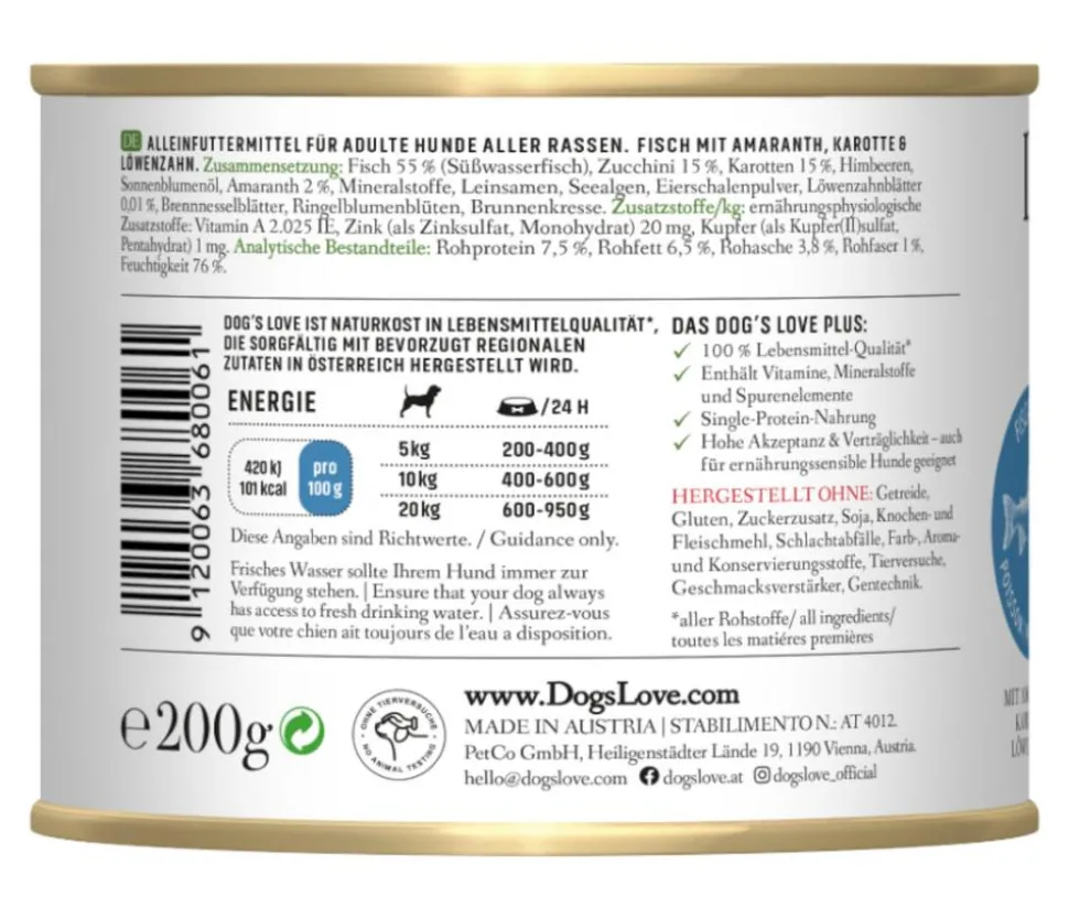 DOG'S LOVE Nassfutter für Hunde Adult, 6 x 200 g