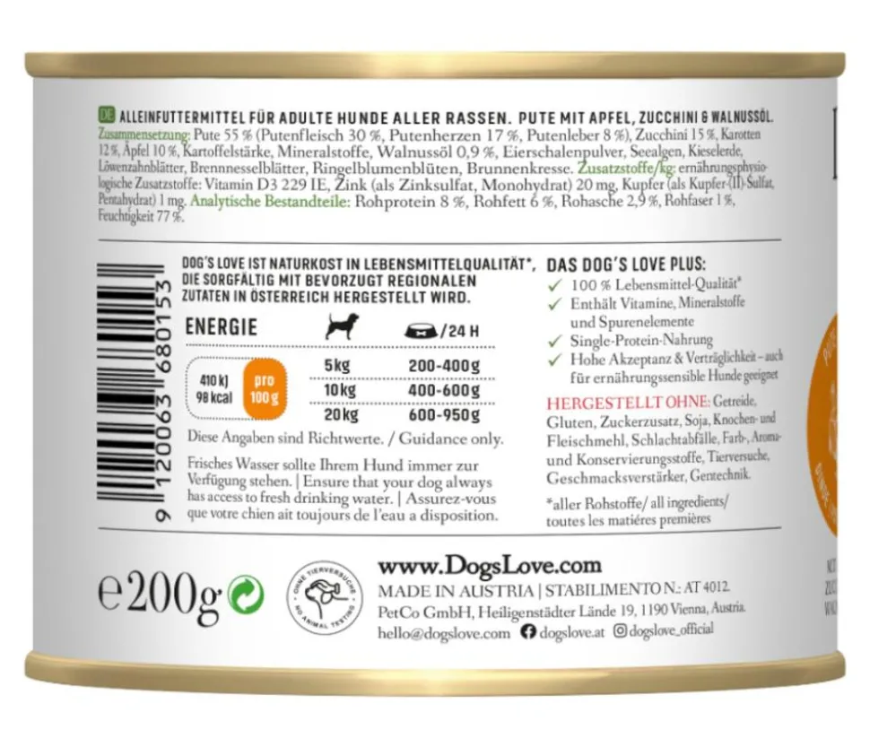DOG'S LOVE Nassfutter für Hunde Adult, 6 x 200 g