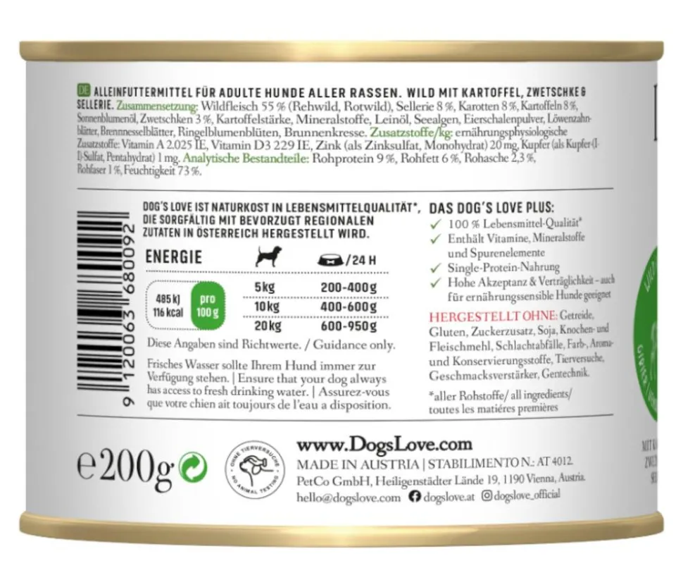 DOG'S LOVE Nassfutter für Hunde Adult, 6 x 200 g