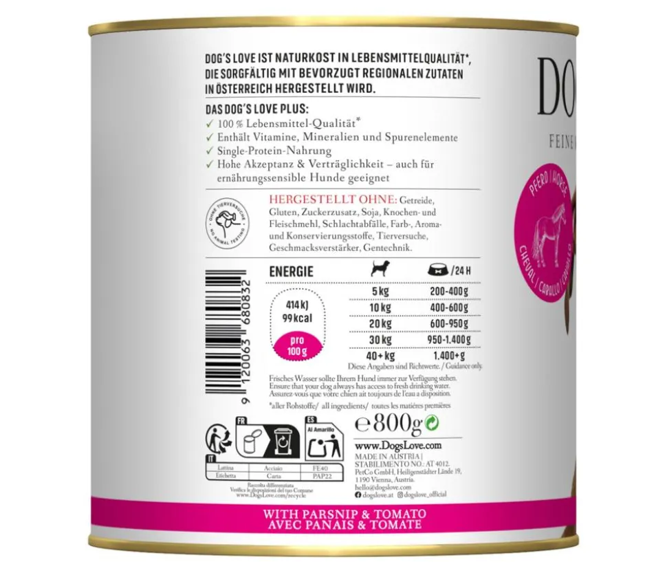 DOG'S LOVE Nassfutter für Hunde Adult, 6 x 800 g