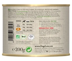 DOG'S LOVE Nassfutter für Hunde Bio, 6 x 200 g