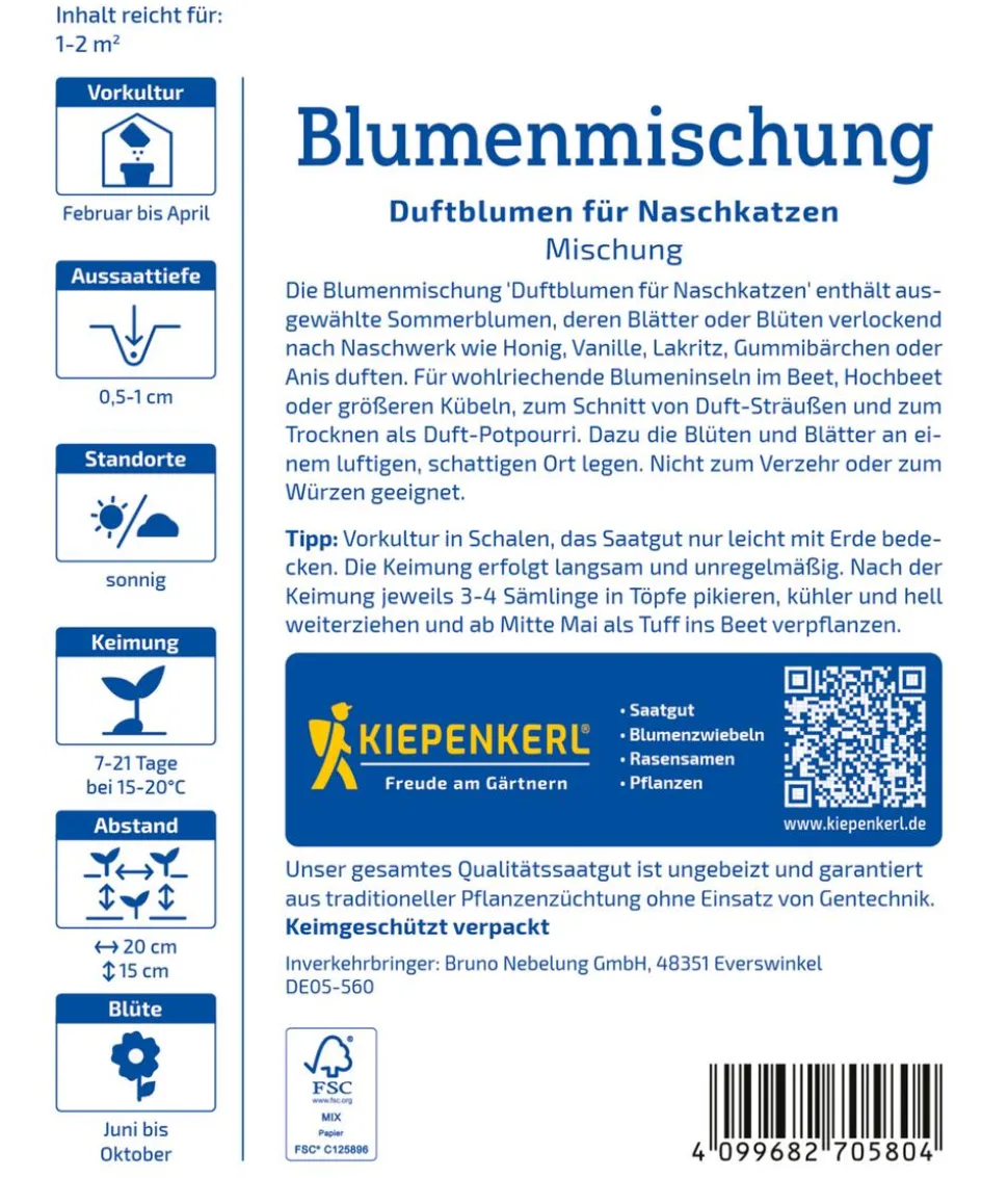 Duftblumen für Naschkatzen Mix, Saatgut von Kiepenkerl