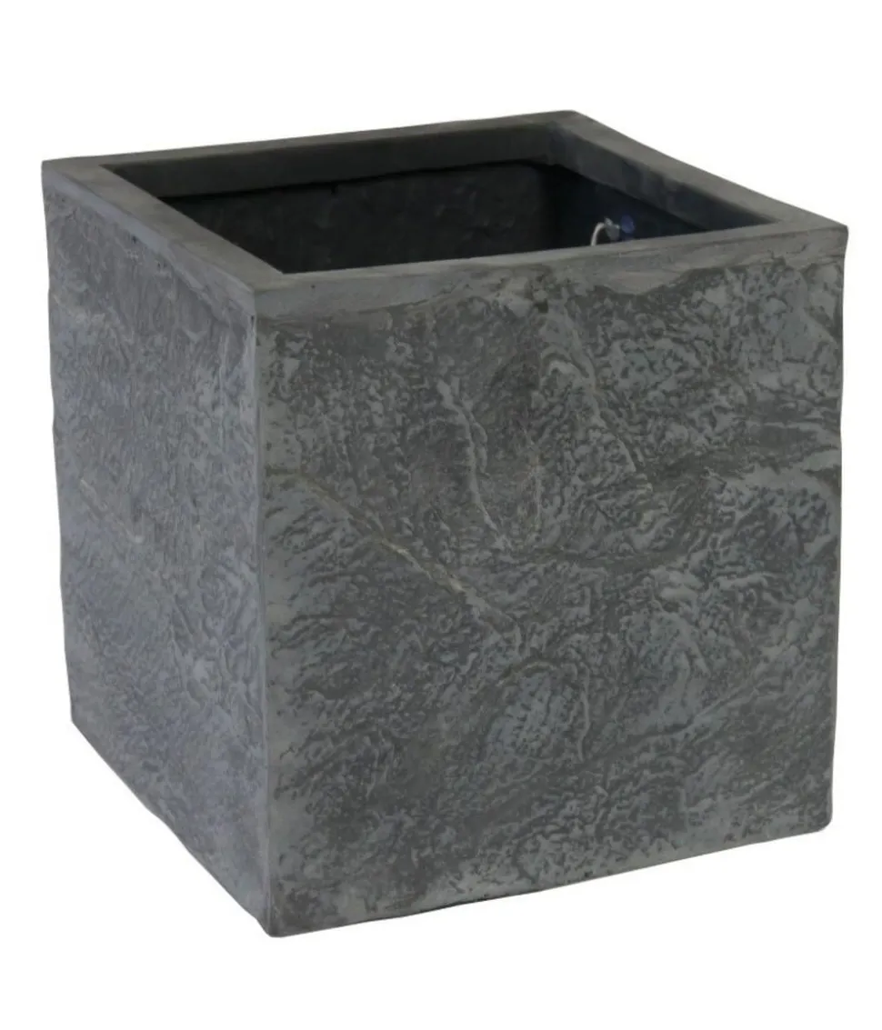 Eastwest Fiberglas-Pflanzkübel Rocks, quadratisch, grau