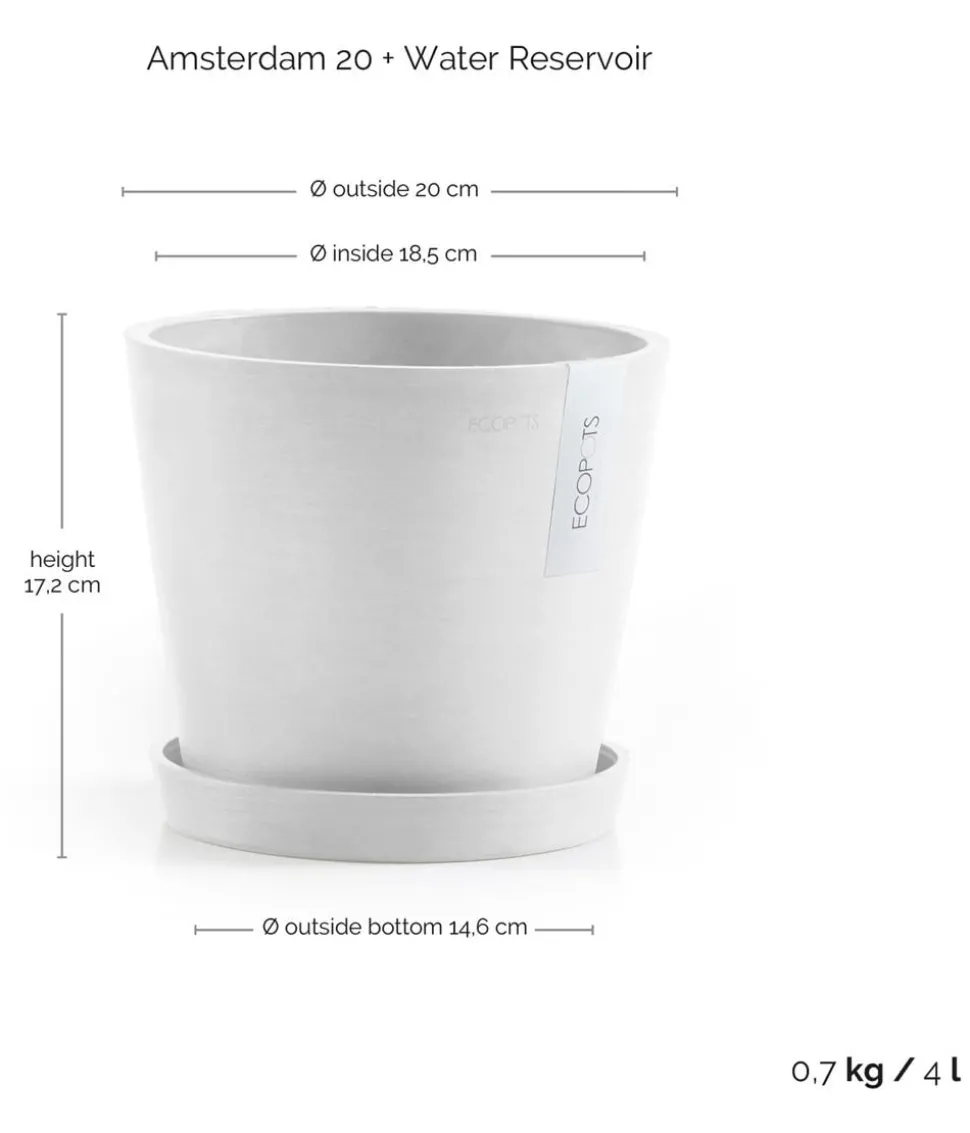 Ecopots Kunststoff-Topf Amsterdam mit Wassersystem, rund