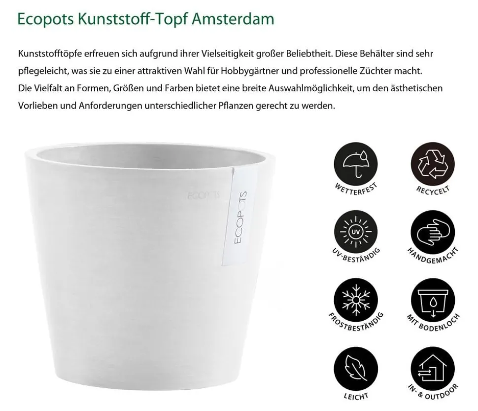 Ecopots Kunststoff-Topf Amsterdam, rund