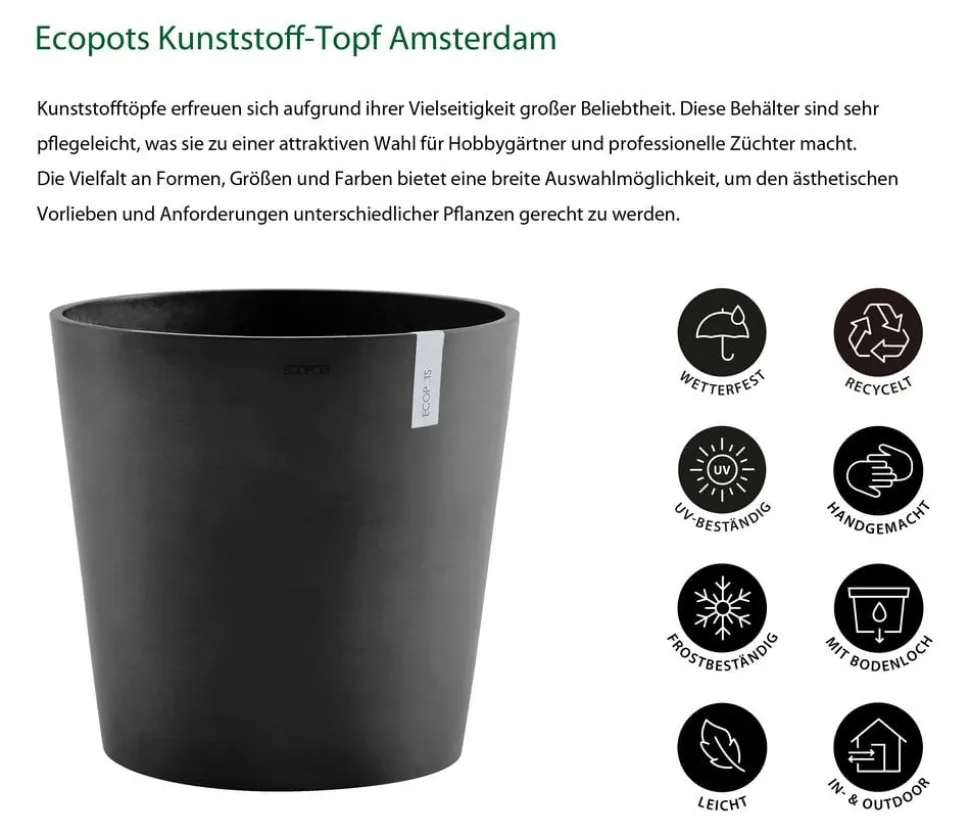Ecopots Kunststoff-Topf Amsterdam, rund
