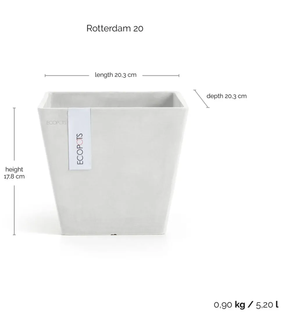 Ecopots Kunststoff-Topf Rotterdam, quadratisch