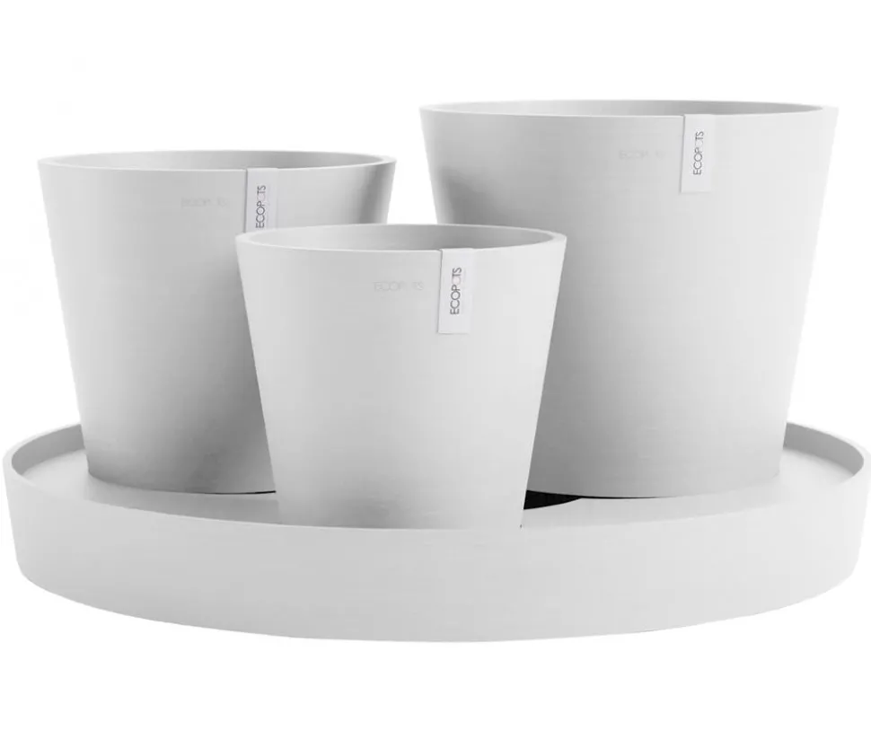 Ecopots Kunststoff-Topf-Set Dubai mit Untersetzer, 4-teilig
