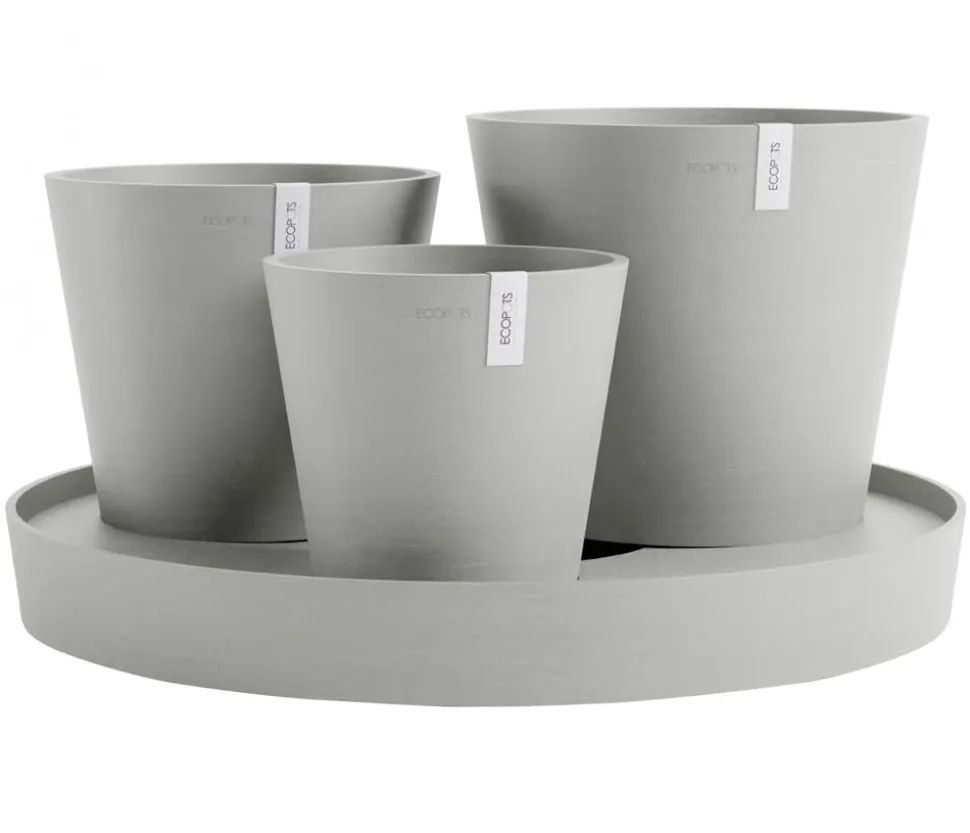 Ecopots Kunststoff-Topf-Set Dubai mit Untersetzer, 4-teilig