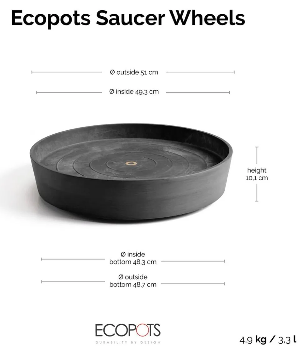 Ecopots Kunststoff-Untersetzer Amsterdam, rund, mit Rollen