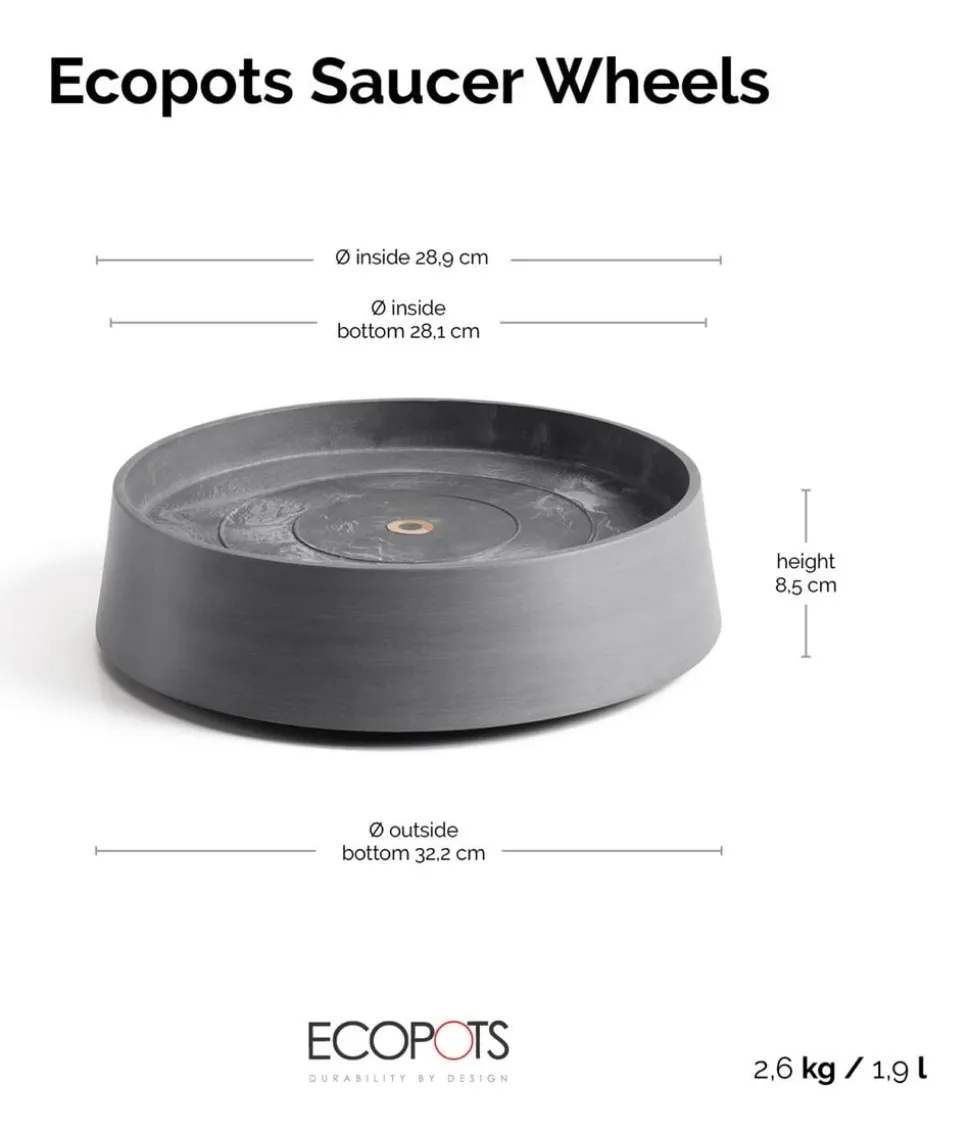 Ecopots Kunststoff-Untersetzer Oslo, rund, mit Rollen