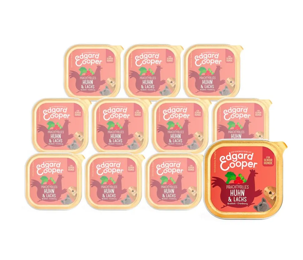 Edgard & Cooper Nassfutter für Hunde, Prachtvolles Huhn & Lachs, Senior, 11 x 150 g