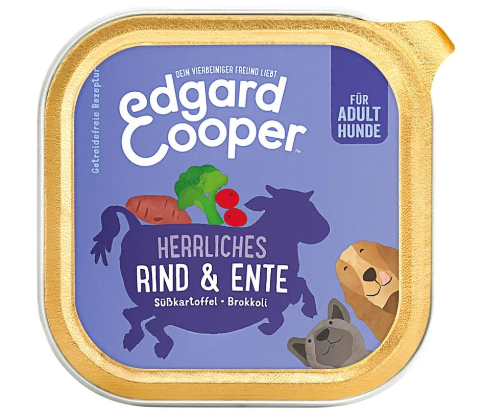 Edgard & Cooper Nassfutter für Hunde, Herrliches Rind & Ente Adult, 11 x 150 g