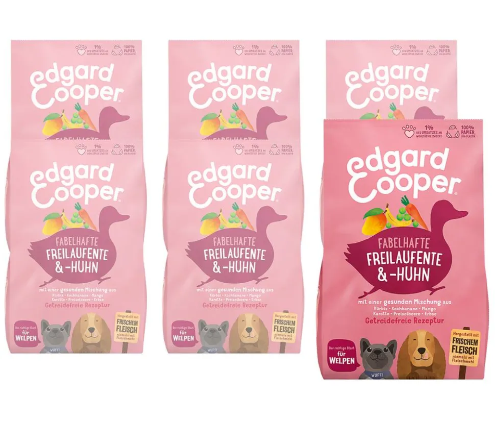 Edgard & Cooper Tockenfutter für Hunde, Fabelhafte Freilaufente, & -Huhn, Welpen