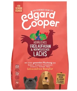 Edgard & Cooper Trockenfutter für Hunde, Herrliches Freilaufhuhn & Norwegischer Lachs, Senior
