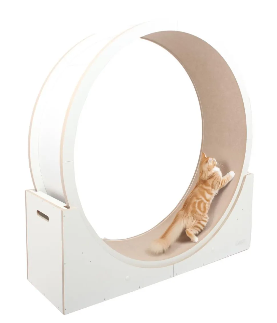 Elmato® Katzenlaufrad Simba L, stehend, weiß/beige