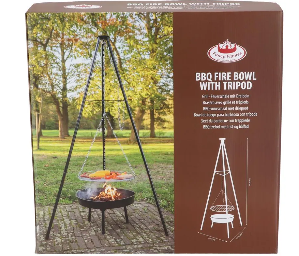 Esschert Grill-Feuerschale inkl. Dreibein, ca. B67,5/H157/T77 cm