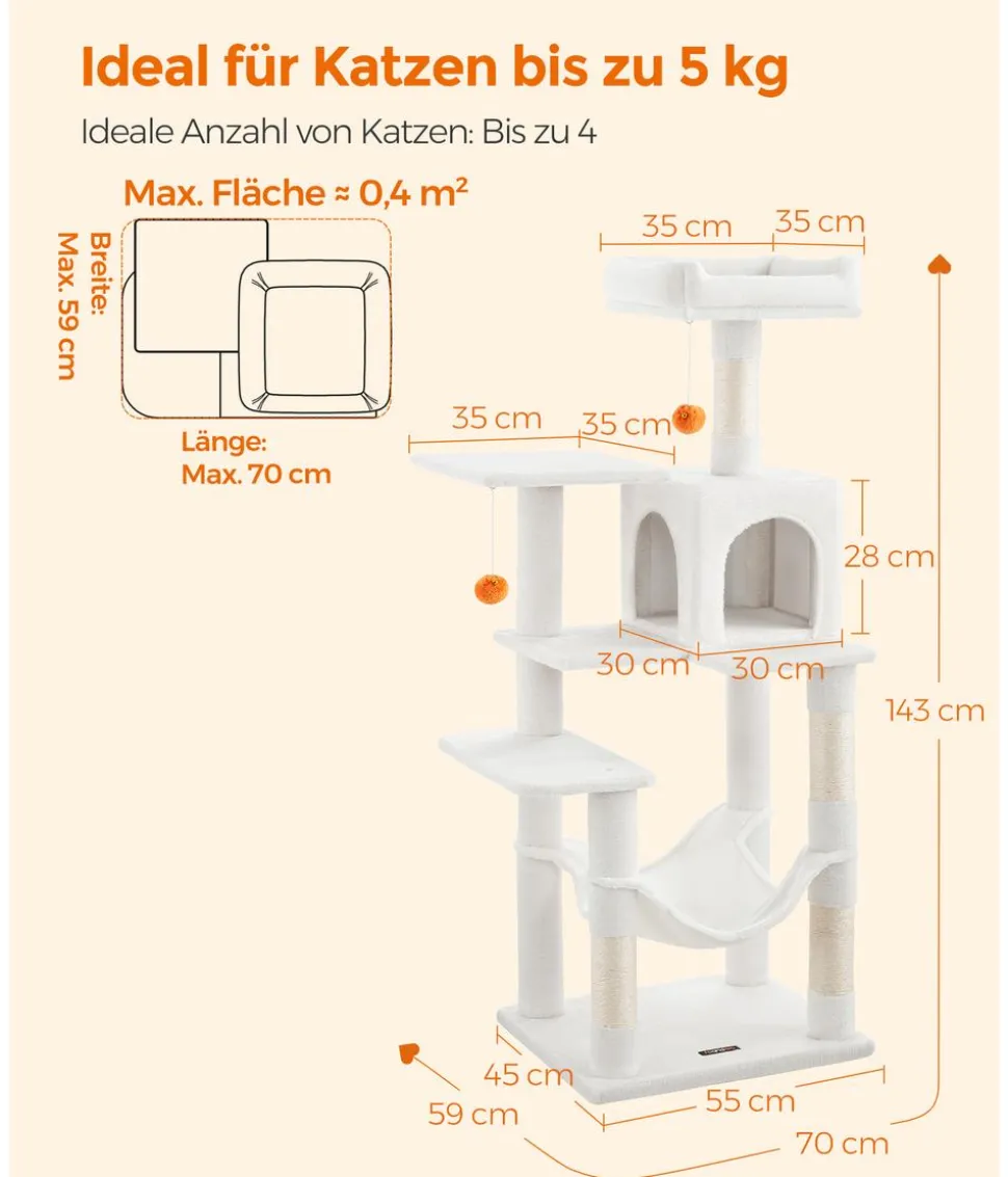 Feandrea Kratzbaum, cremeweiß, ca. B55/H143/T45 cm