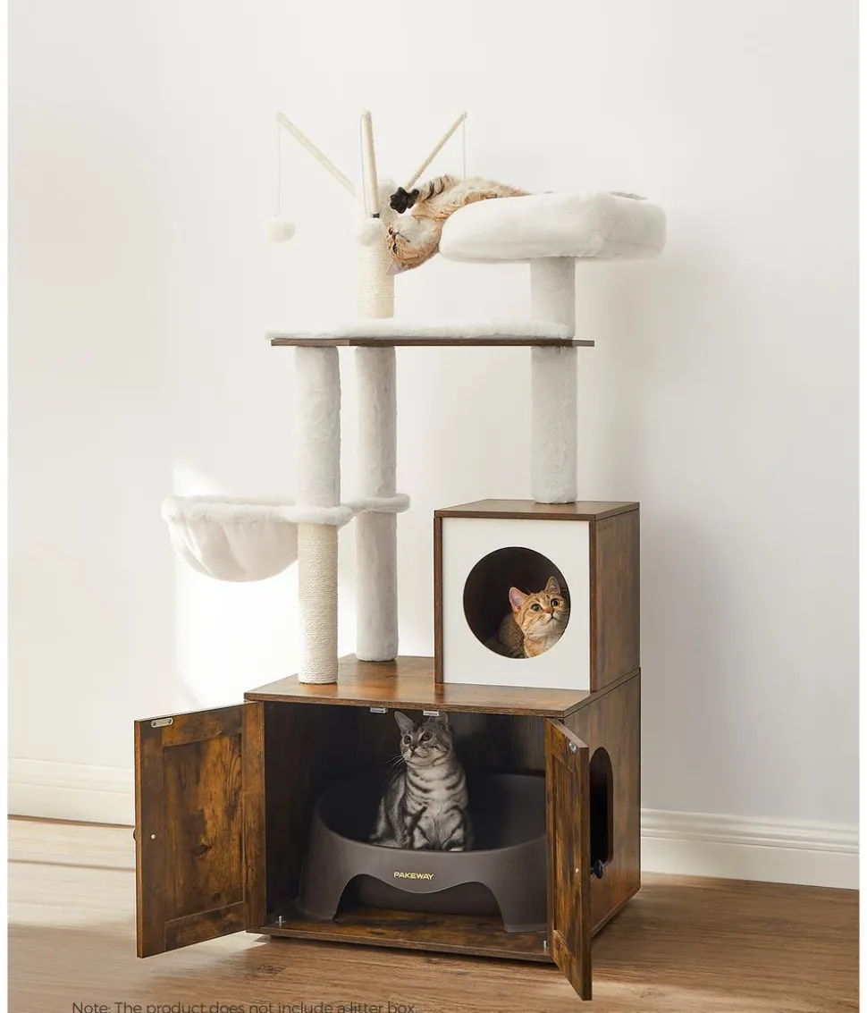 Feandrea Kratzbaum mit Katzenklo-Schrank, ca. B87,6/H151/T61,2 cm