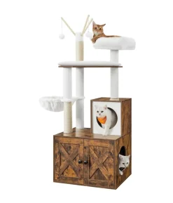 Feandrea Kratzbaum mit Katzenklo-Schrank, ca. B87,6/H151/T61,2 cm