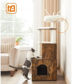 Feandrea Kratzbaum mit Katzenklo-Schrank, ca. B87,6/H151/T61,2 cm