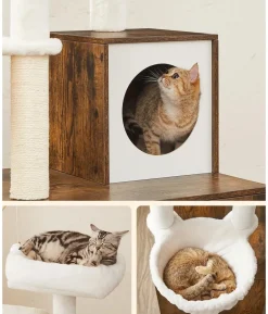 Feandrea Kratzbaum mit Katzenklo-Schrank, ca. B87,6/H151/T61,2 cm