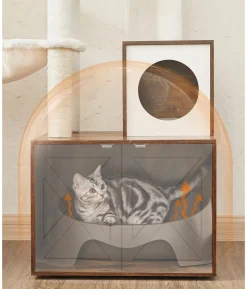Feandrea Kratzbaum mit Katzenklo-Schrank, ca. B87,6/H151/T61,2 cm