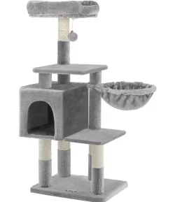 Feandrea Kratzbaum mit Liegemulde, hellgrau, ca. B50/H110/T40 cm