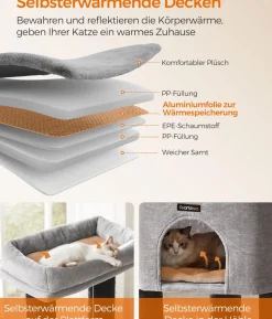 Feandrea Kratzbaum mit selbstwärmenden Decken, grau/schwarz, ca. B50/H160/T50 cm