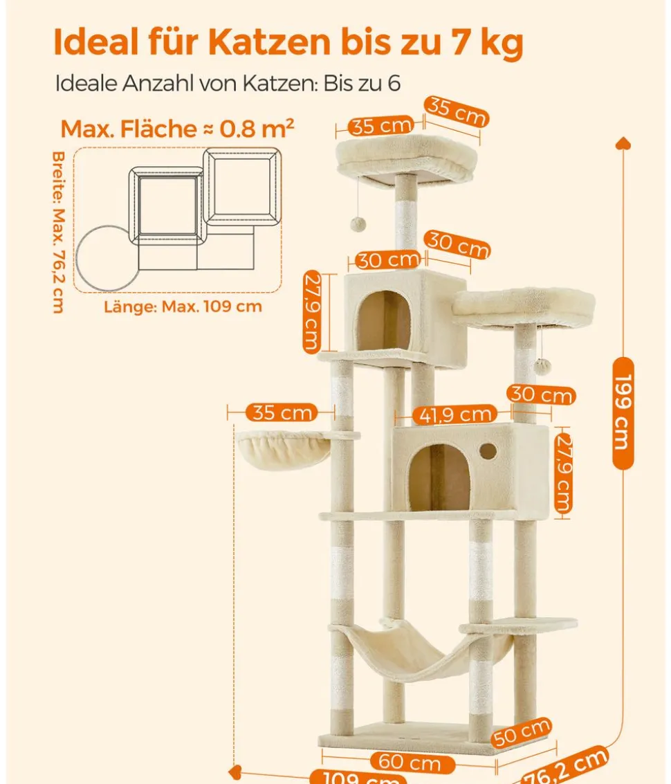 Feandrea Kratzbaum XXL, ca. B109/H199/T76,2 cm