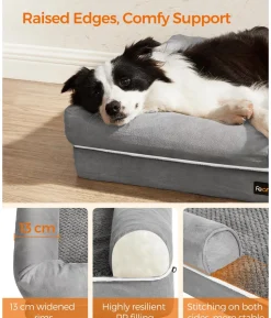 Feandrea Orthopädisches Hundebett, rechteckig, hellgrau, ca. B91/H20/T71 cm