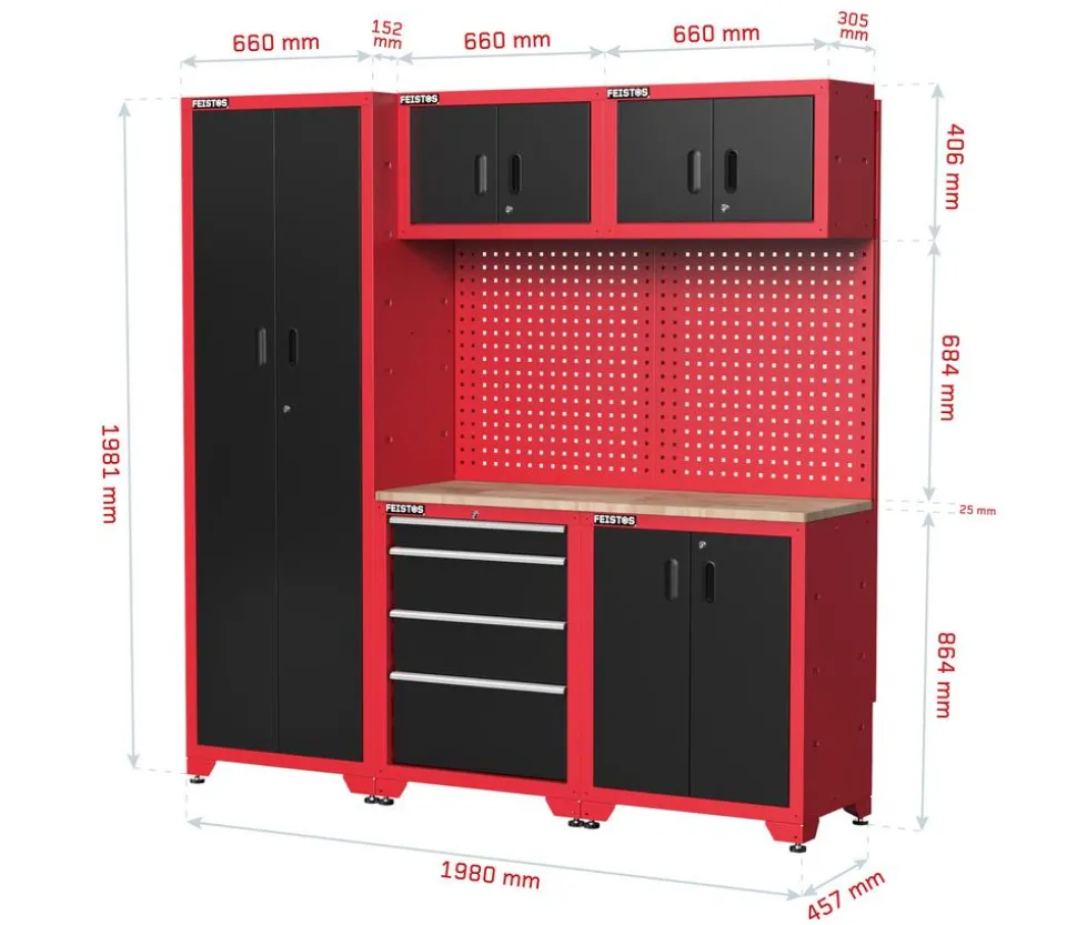 FEISTOS Werkzeugschrank Juno 2, ca. B198/H198/T45,7 cm