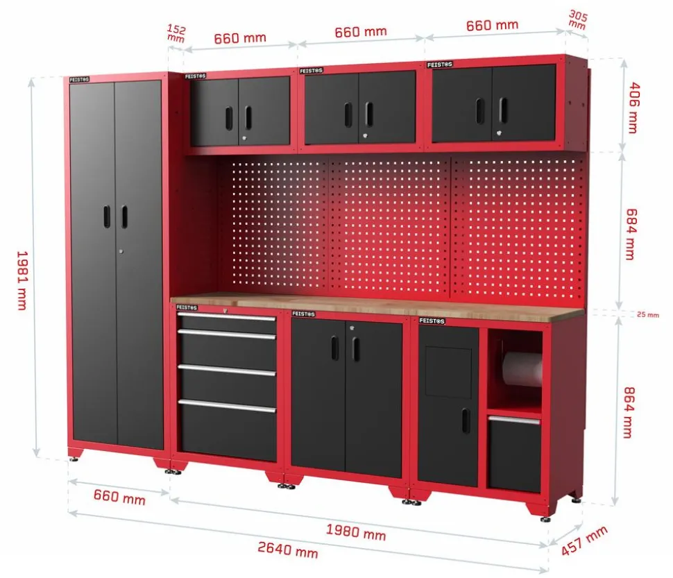 FEISTOS Werkzeugschrank Juno 3, ca. B264/H198/T45,7 cm