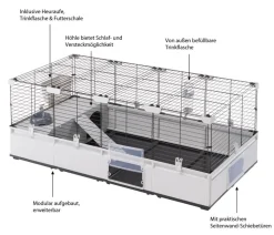 ferplast Nagerheim Modular 3, hellgrau, ca. B144/H56/T72 cm