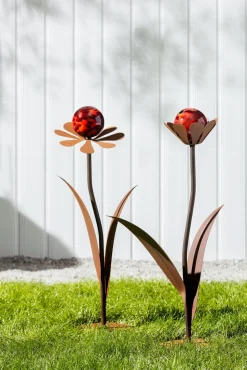 Ferrum Metall-Blume Jessy mit Glaskugel, ca. H77 cm