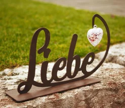 Ferrum Metall-Schriftzug Liebe, mit Glasherz, ca. H28 cm