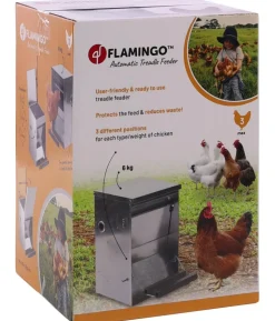 Flamingo Futterautomat Timo mit Trittklappe, Silber