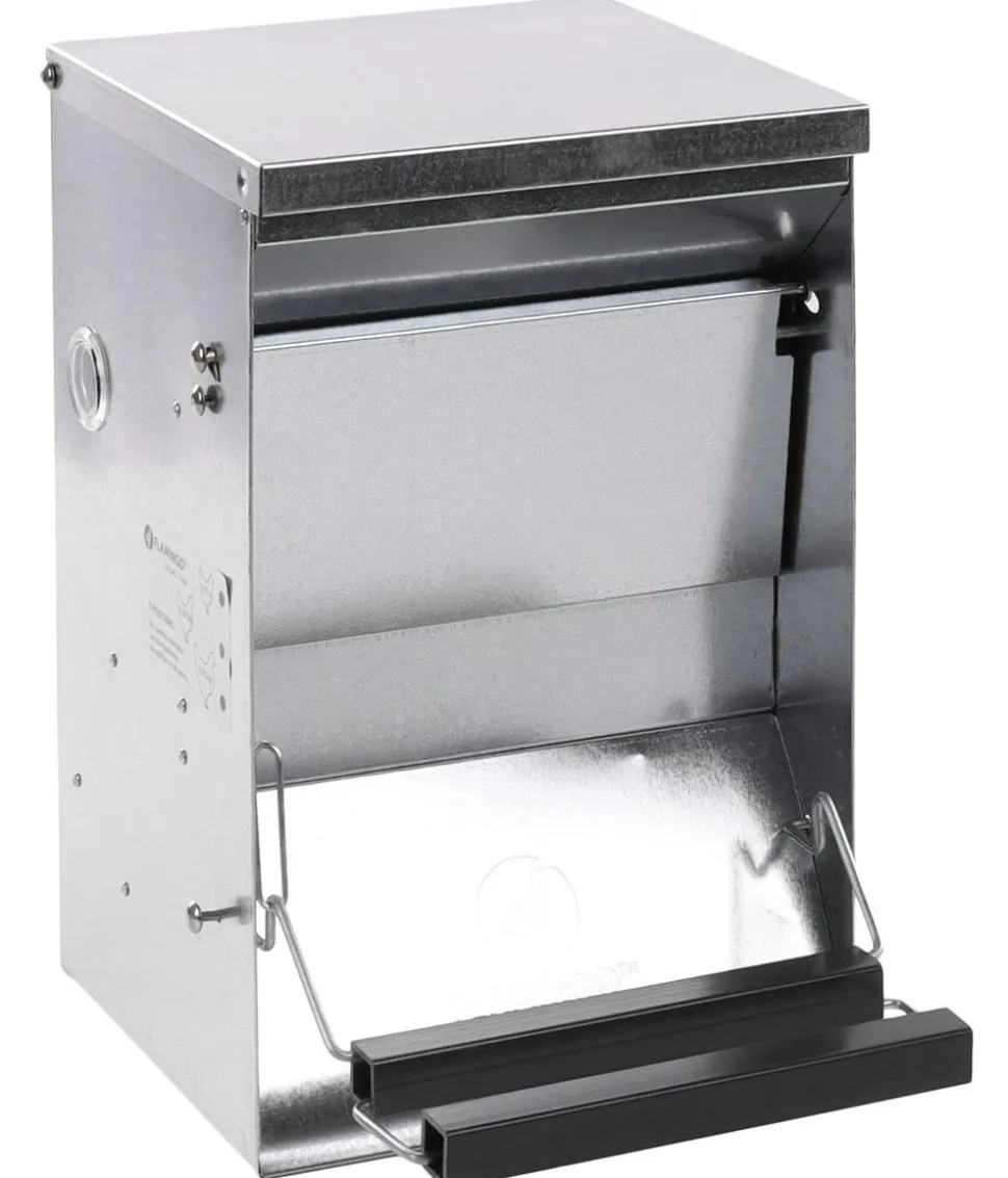 Flamingo Futterautomat Timo mit Trittklappe, Silber