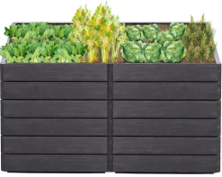Garantia Kunststoff-Hochbeet Ergo Quadro Wood inkl. Wassersparsystem