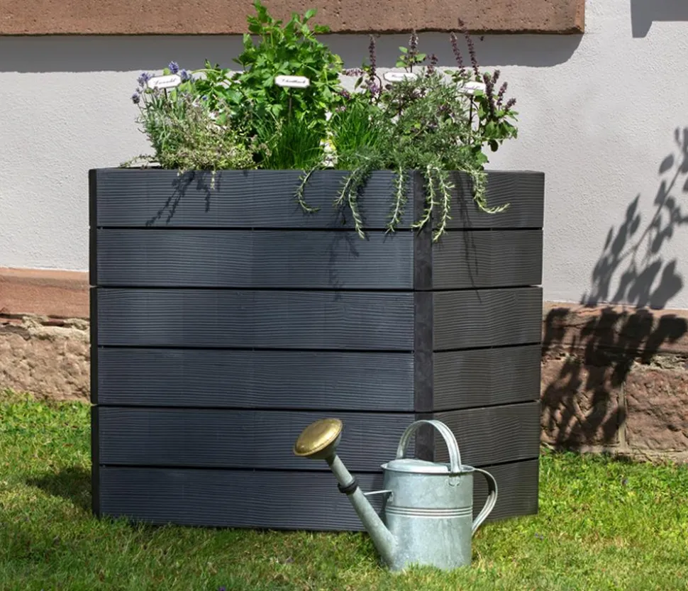 Garantia Kunststoff-Hochbeet Ergo Quadro Wood inkl. Wassersparsystem