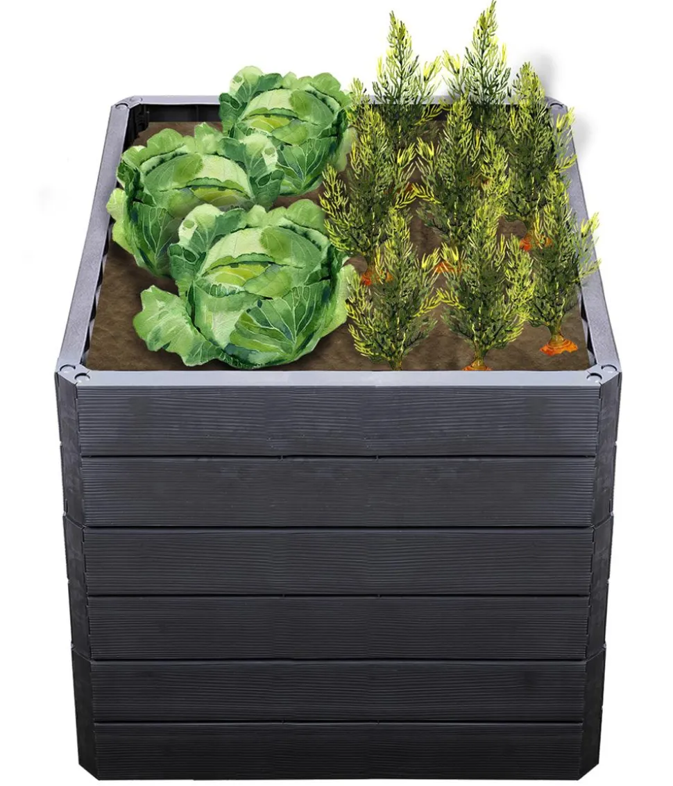 Garantia Kunststoff-Hochbeet Ergo Quadro Wood inkl. Wassersparsystem