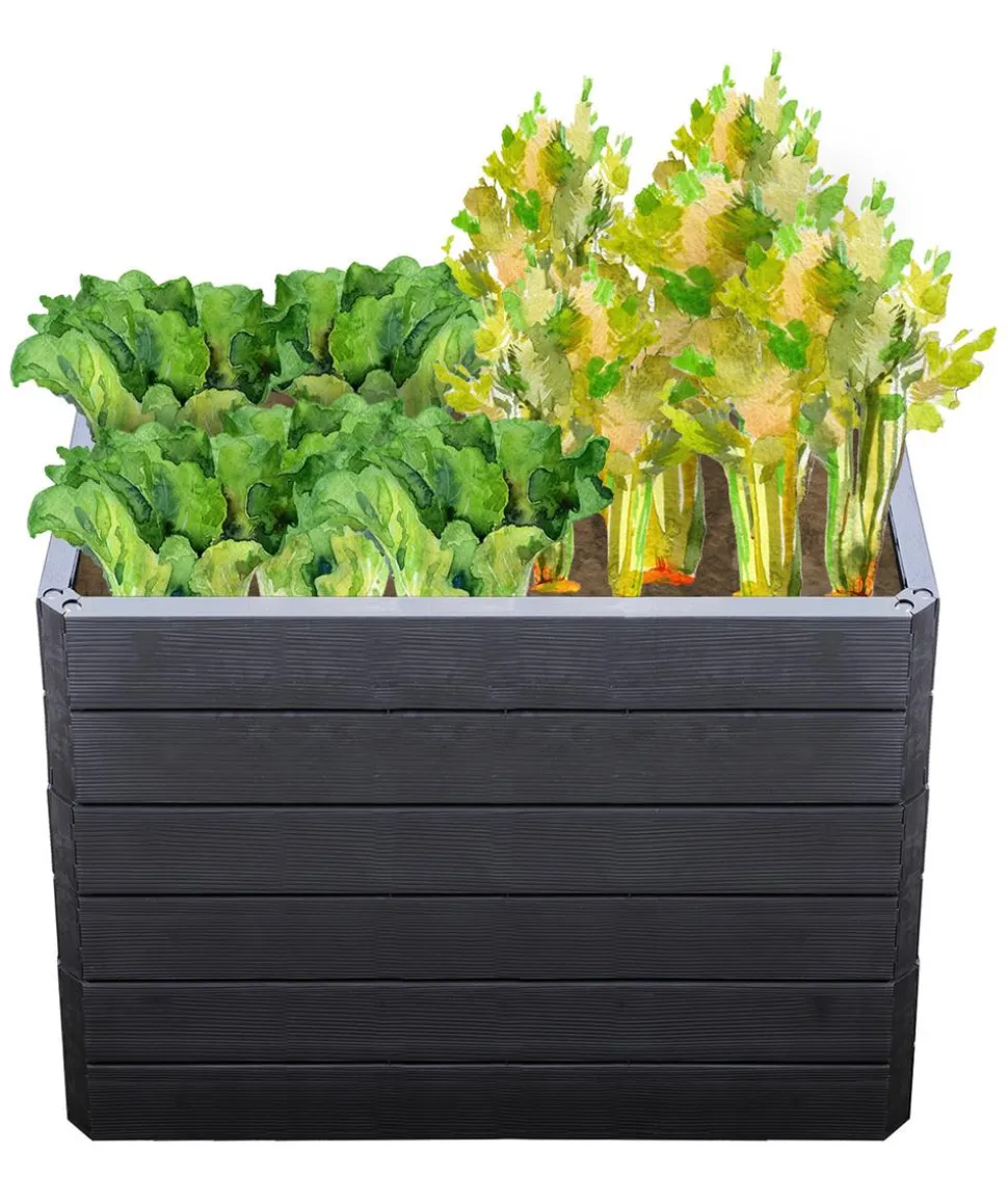 Garantia Kunststoff-Hochbeet Ergo Quadro Wood inkl. Wassersparsystem