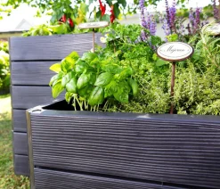 Garantia Kunststoff-Hochbeet Ergo Quadro Wood inkl. Wassersparsystem