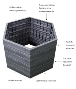 Garantia Kunststoff-Hochbeet Ergo Wood inkl. Wassersparsystem