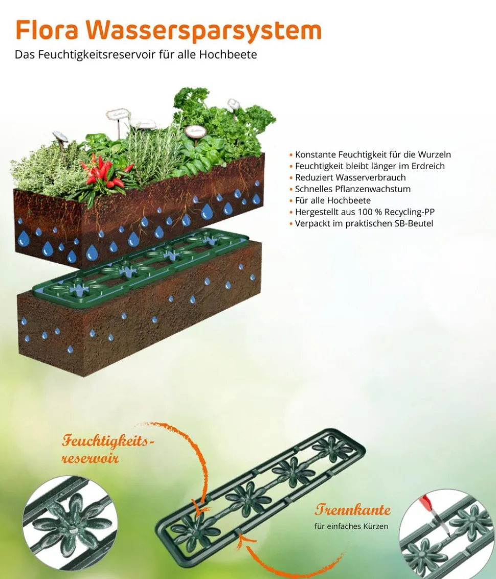 Garantia Kunststoff-Hochbeet Ergo Quadro Stone inkl. Wassersparsystem