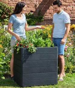 Garantia Kunststoff-Hochbeet Ergo Wood inkl. Wassersparsystem