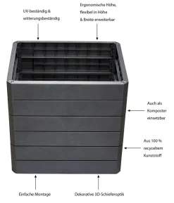 Garantia Kunststoff-Hochbeet Ergo Wood inkl. Wassersparsystem