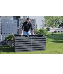 GARANTIA Kunststoff-Hochbeet Skyline L, grau, ca. B161/H75/T80 cm