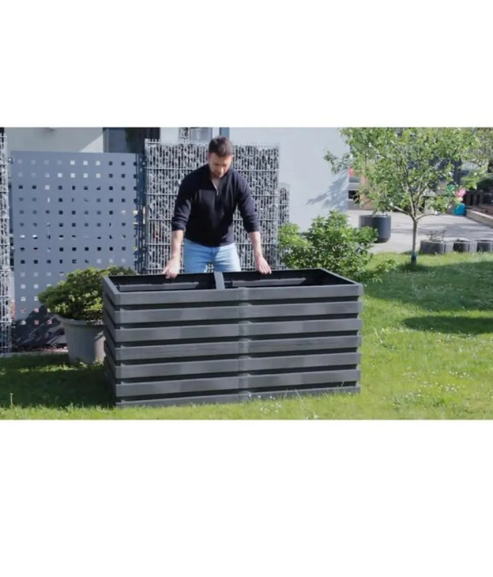 GARANTIA Kunststoff-Hochbeet Skyline L, grau, ca. B161/H75/T80 cm