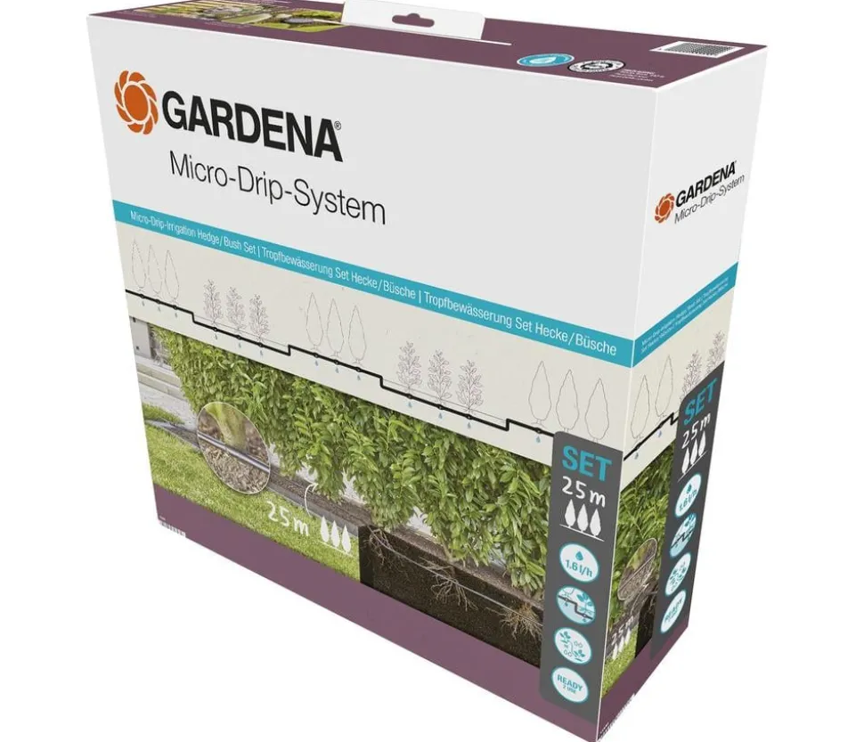 GARDENA Micro-Drip-System Tropfbewässerung-Set für Hecken & Büsche